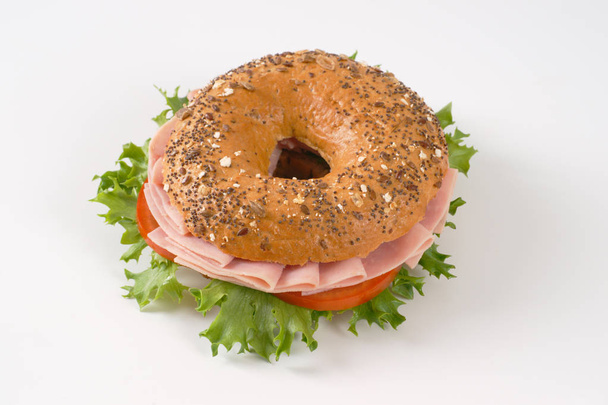 bagel sandwich with ham - Photo, image