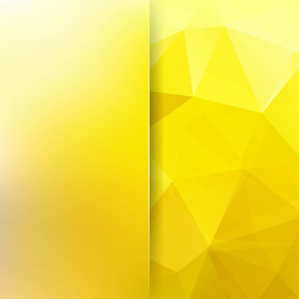Fondo hecho de triángulos amarillos. Composición cuadrada con formas geométricas y elemento difuminado. Eps 10. - Vector, imagen
