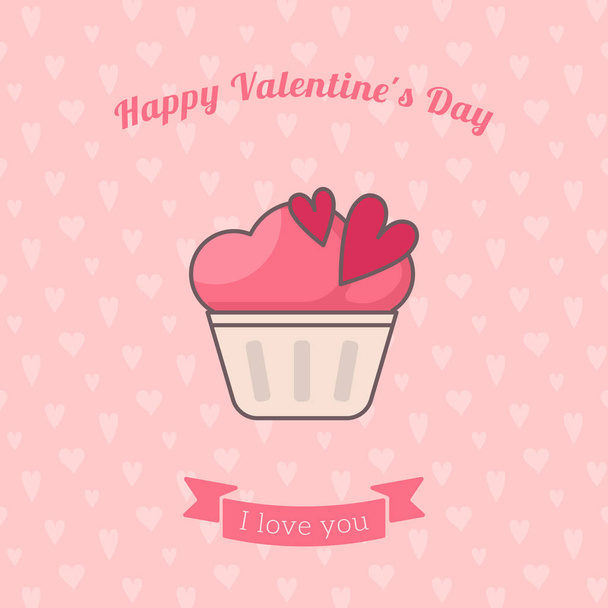Cupcake decorated with hearts. - Вектор, зображення
