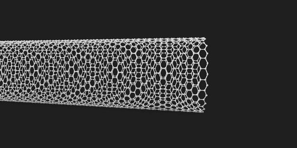 ilustracja z nanorurek cząsteczki, na białym backround szary - Zdjęcie, obraz