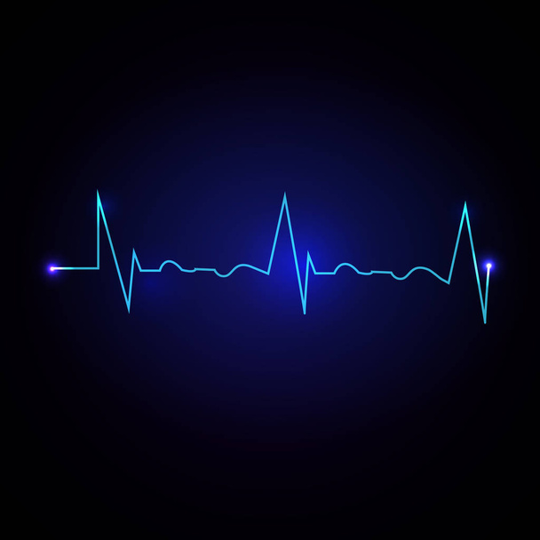 Koyu mavi zemin üzerine kalp frekans vektör çizim - Vektör, Görsel