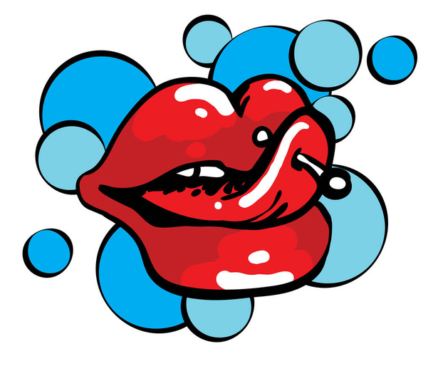 Mouth showing pierced tongue - Vector, Image