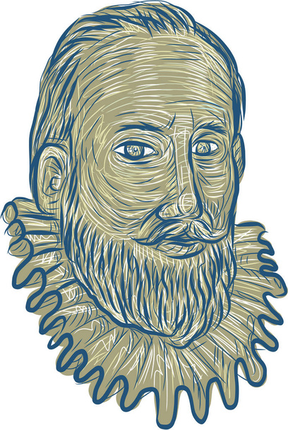 Sir Walter Raleigh Bust Drawing - Vector, Image