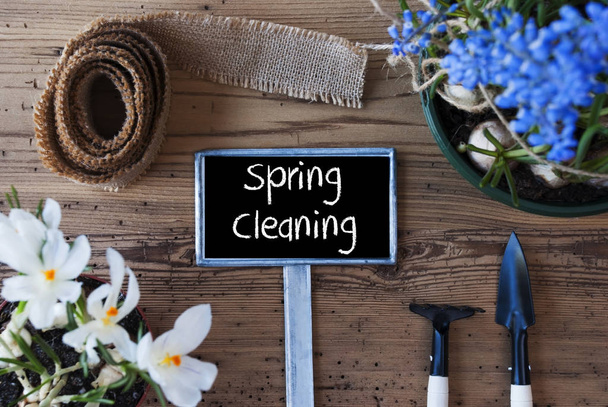 Flowers, Sign, Text Spring Cleaning - Foto, imagen