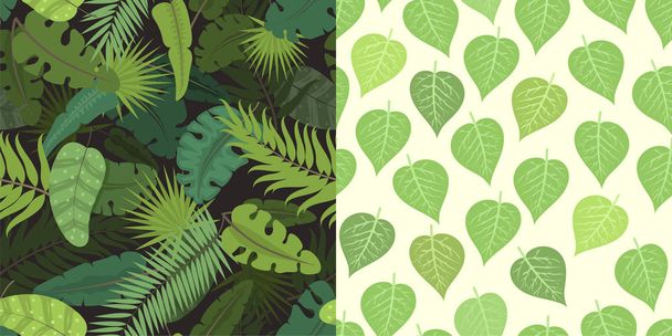 Seamless pattern with green leaves vector illustration. - Vecteur, image