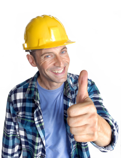 Young and happy construction worker portrait - Photo, Image