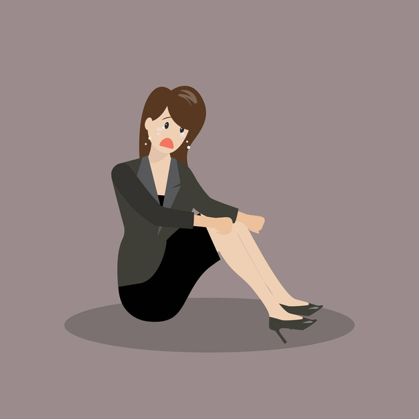 Mujer de negocios desesperada sentada sola
 - Vector, Imagen