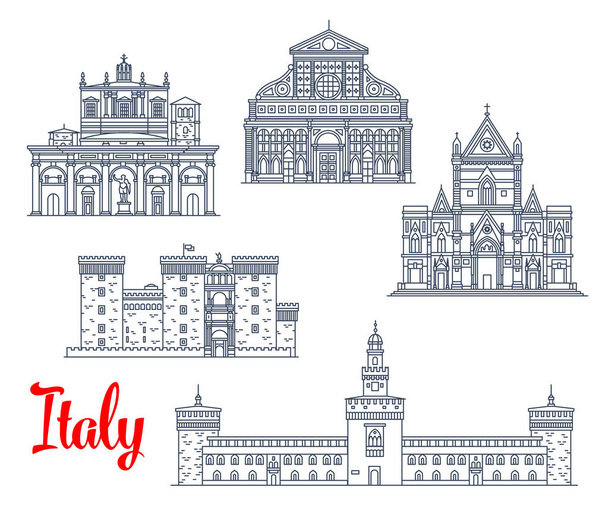 Itálie historické budovy architektura vektorové ikony - Vektor, obrázek