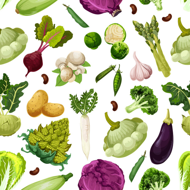 Veggies and vegetables vector seamless pattern - Vector, Image