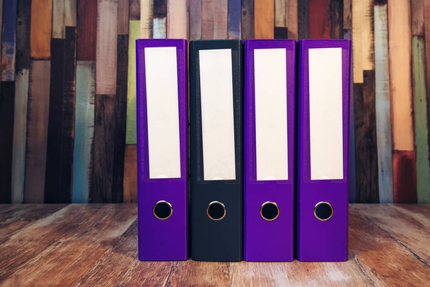 Four document ring binders with blank labels - Φωτογραφία, εικόνα