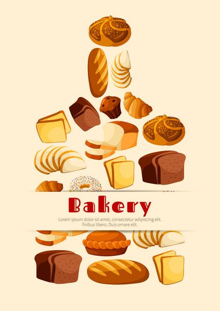 Bakkerij brood snijden bestuur vector poster - Vector, afbeelding
