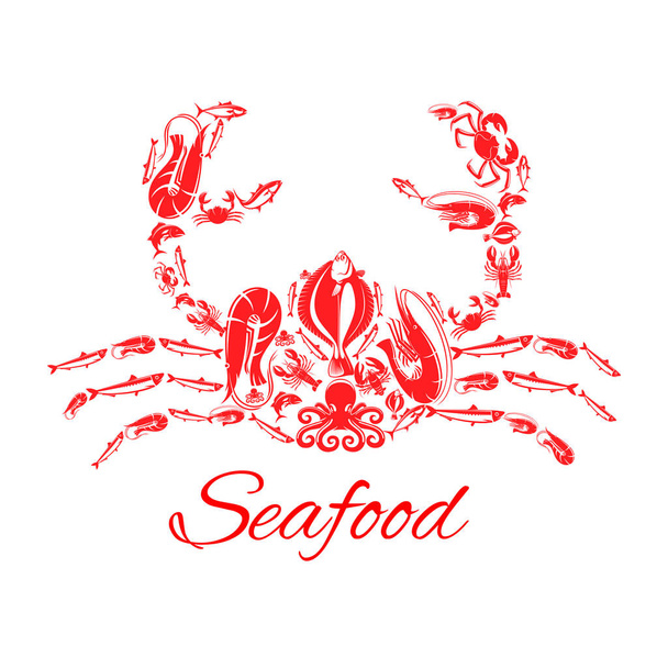 Seafood crab or lobster vector poster - Vector, Image