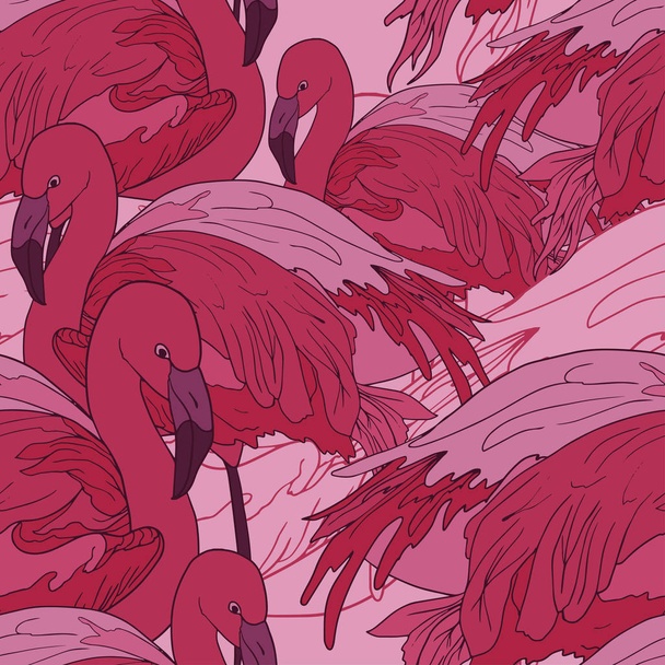 Seamless pattern with beautiful flamingo - Vetor, Imagem