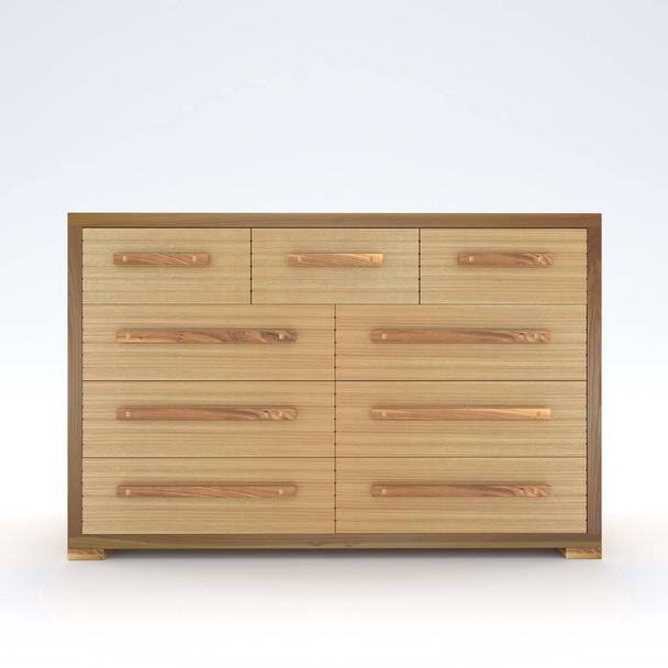 Chest of drawers of wood on a white background - Photo, Image