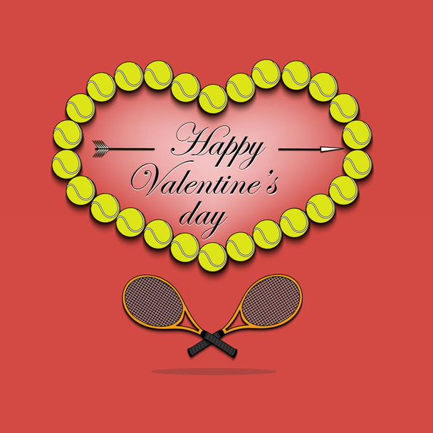 Valentine's Day and Heart from tennis balls - Vector, afbeelding
