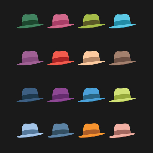 set di diversi cappelli colorati
  - Vettoriali, immagini