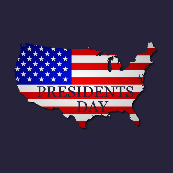 Dia dos Presidentes. mapa da América. A Estátua da Liberdade
 - Vetor, Imagem
