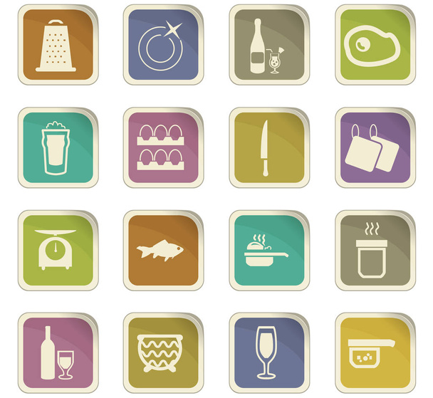 Food and kitchen icons set - Vektör, Görsel