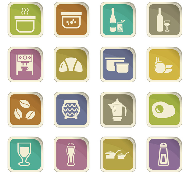 Food and kitchen icons set - Vektor, Bild