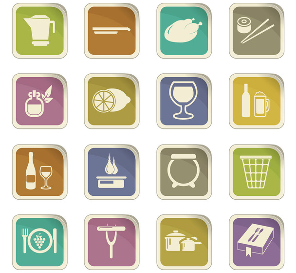 Food and kitchen icons set - Вектор, зображення