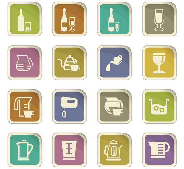 Utensils for the preparation of beverages icons - Vektor, Bild