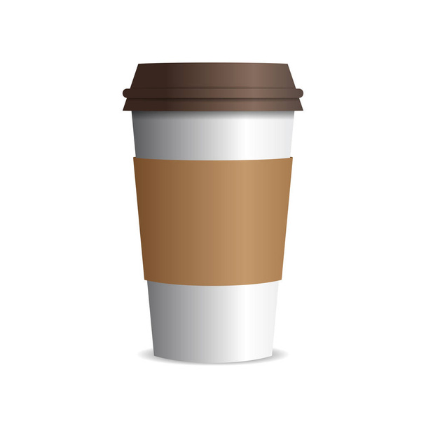 vector takeaway paper coffee cup with brown cap - Vektor, kép