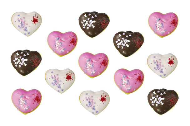 Groep van hartvormige donuts - Foto, afbeelding