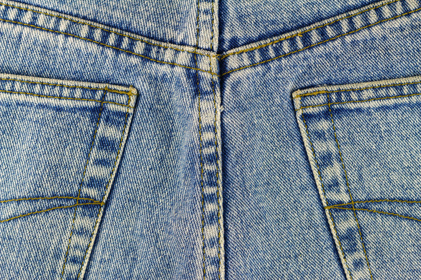 Gesäßtaschen von Blue Jeans, Denim Textur Hintergrund. - Foto, Bild