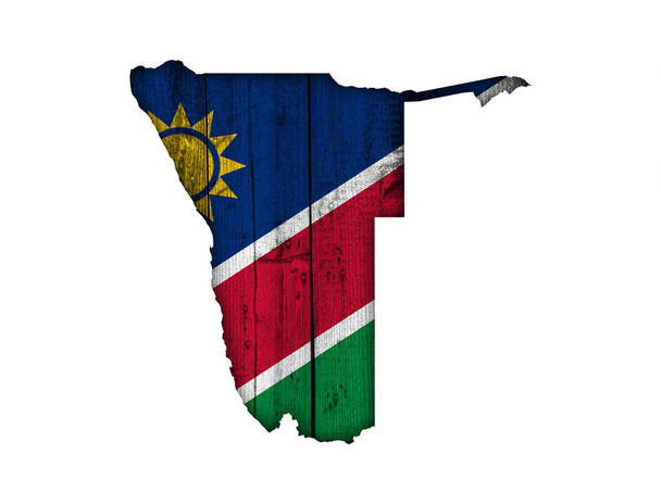 Térkép és viharvert fa Namíbia zászlaja - Fotó, kép