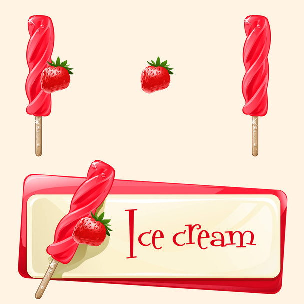Vector banner with ice cream - Vector, imagen