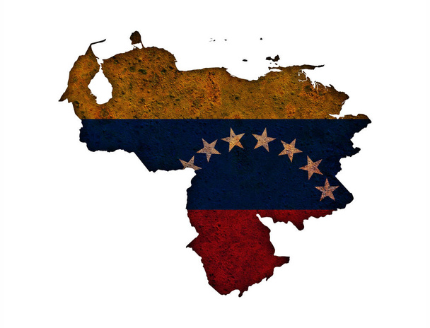 Χάρτης και σημαία της Βενεζουέλας στο Σκουριασμένο μέταλλο - Φωτογραφία, εικόνα