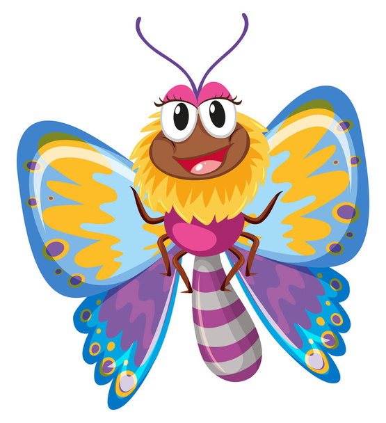 Schattige vlinder met kleurrijke vleugels - Vector, afbeelding