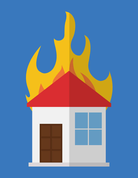 Dom na obraz ikony pożaru - Wektor, obraz