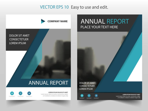 Kék háromszög vektor brosúra éves jelentés betegtájékoztató szórólap sablon design, könyvborító layout tervezés, absztrakt üzleti bemutató sablon, A4-es méretű kialakítás - Vektor, kép