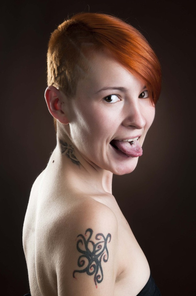 Woman with short red hair - Zdjęcie, obraz