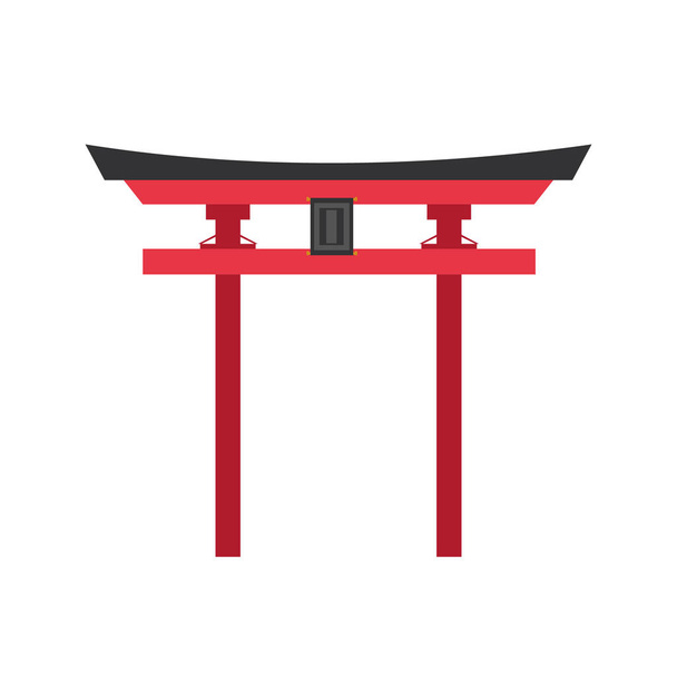 Cute cartoon vector illustration of a Shintoist Torii Gate - Vector, afbeelding