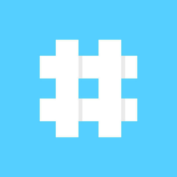 white hashtag icon on blue background - Διάνυσμα, εικόνα