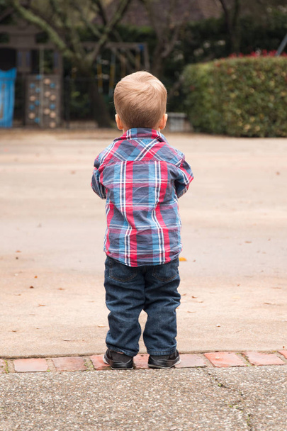 Toddler Facing Away Outside - Фото, зображення