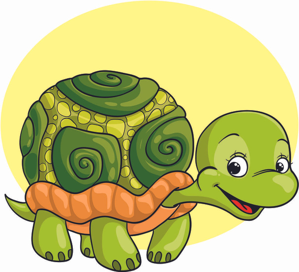 funny green turtle smiling - Vector, Image