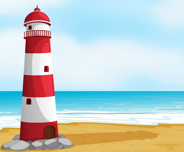 Sea and light house - Vector, Imagen