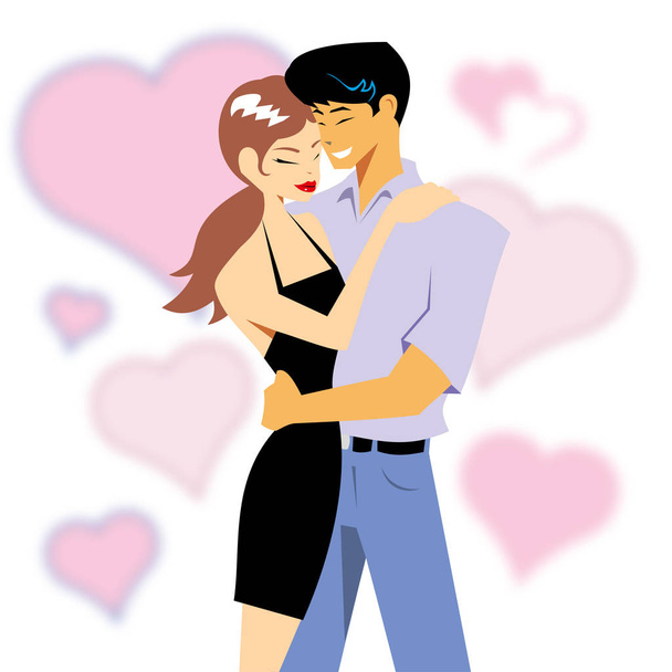 Illustration couple in love with heart and love. Ideal for catalogs, information and institutional material - Vector, Image