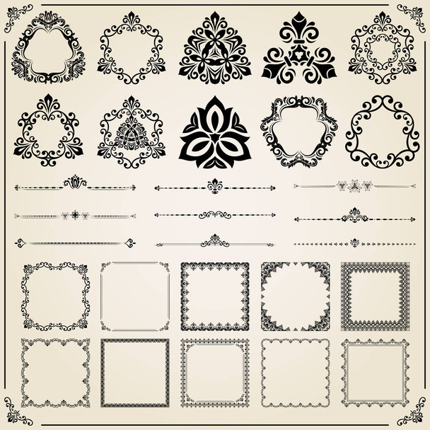 Vintage Set of Square, Round and Horizontal Elements - Vector, Image