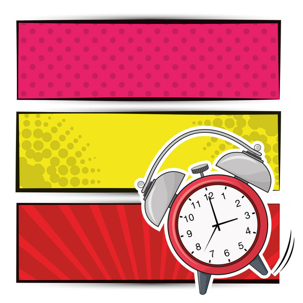 pop art clock ring banner design - Vector, Image