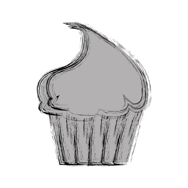シルエット モノクロぼやけて甘いカップケーキ アイコン - ベクター画像