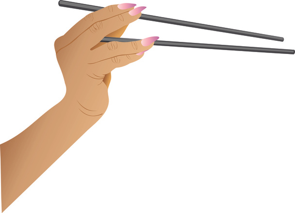 お箸で女性の手 - ベクター画像