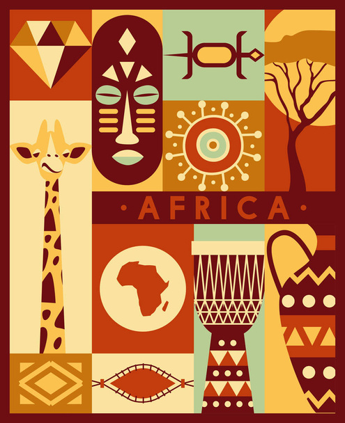 Banner im afrikanischen Retro-Stil - Vektor, Bild