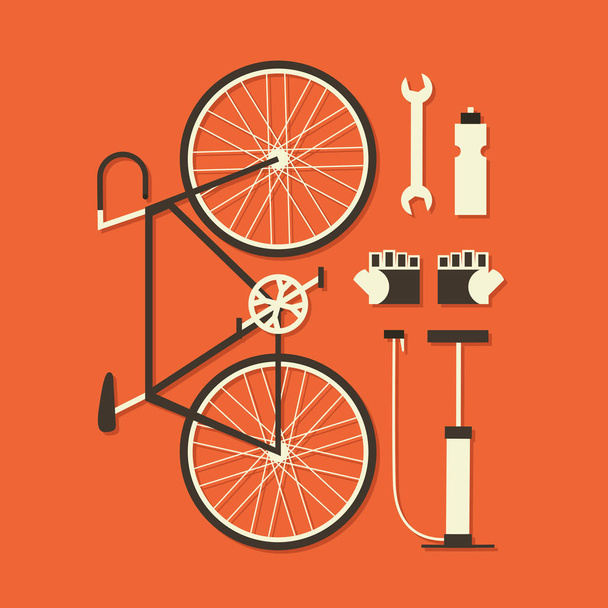 Ikona zestaw z rowerem - Wektor, obraz