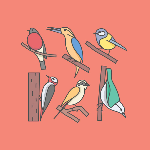 Icon set van vogels - Vector, afbeelding