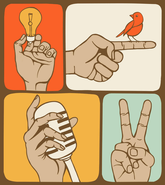 set of hands gestures icons  - Vector, Image