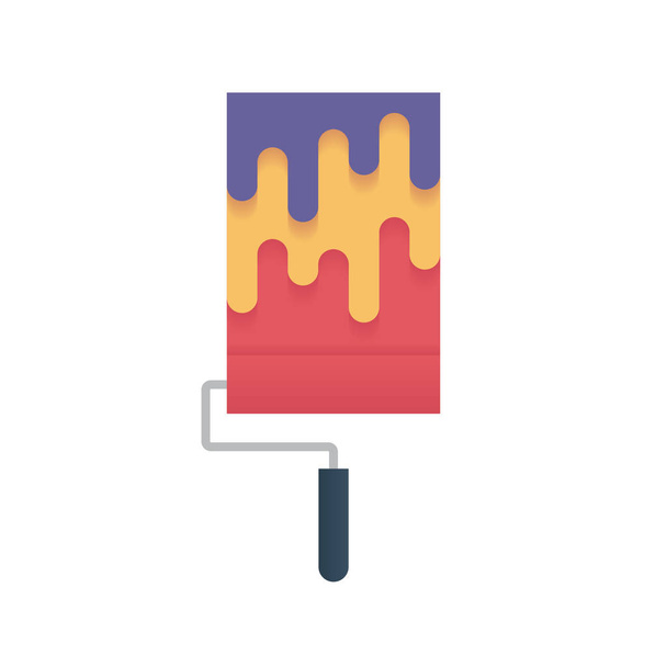pincel de rodillo con icono de pintura colorido
 - Vector, Imagen